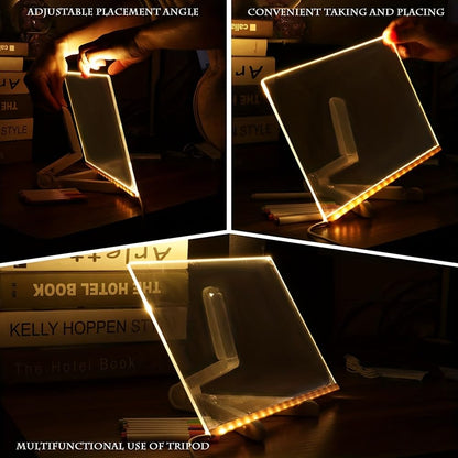 Glowing LED Writing and Doodle Board with Color Markers and Stand