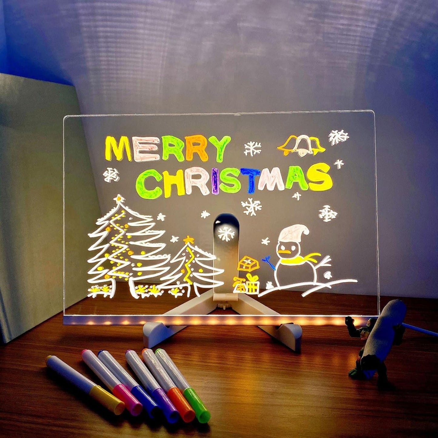 Glowing LED Writing and Doodle Board with Color Markers and Stand