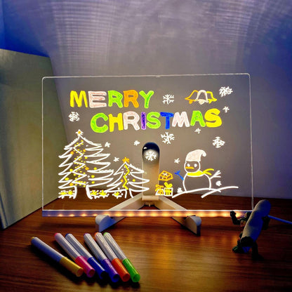 Glowing LED Writing and Doodle Board with Color Markers and Stand